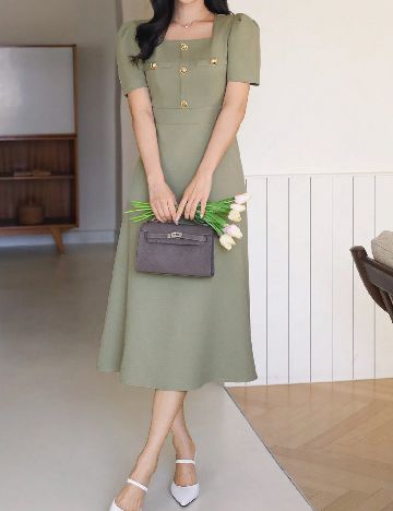 Rochie medie Dazy, verde