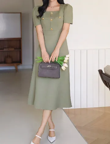 Rochie medie Dazy, verde