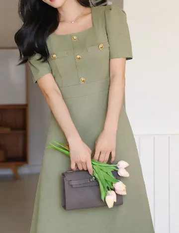 Rochie medie Dazy, verde