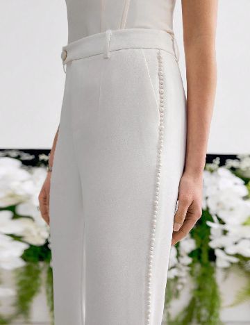 Pantaloni MOTF, alb