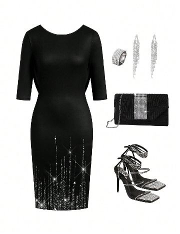 Rochie medie SHEIN, negru