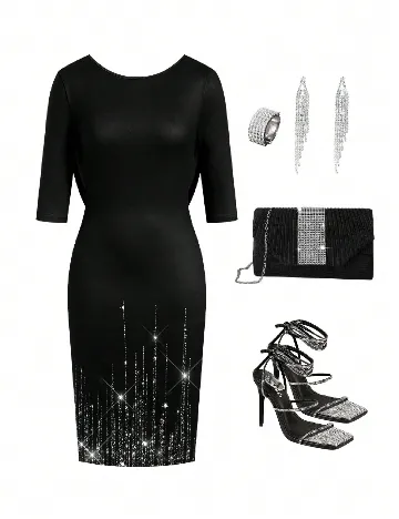 Rochie medie SHEIN, negru