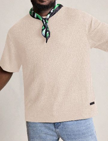 Tricou SHEIN Plus Size Men, crem