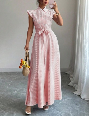 Rochie lunga SHEIN, alb/rosu