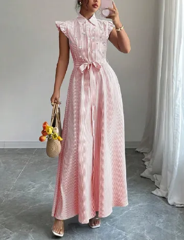 Rochie lunga SHEIN, alb/rosu