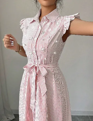 Rochie lunga SHEIN, alb/rosu