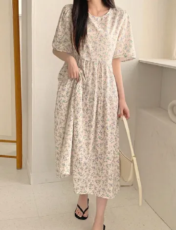 Rochie lunga Dazy, crem