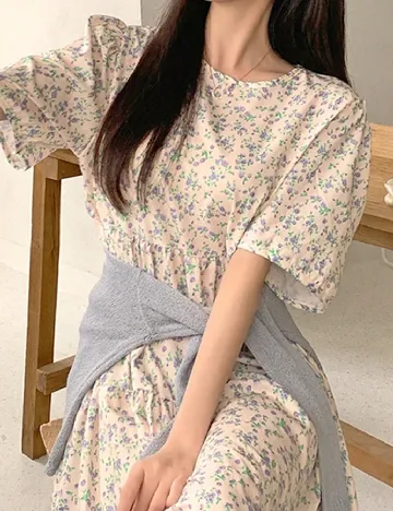 Rochie lunga Dazy, crem