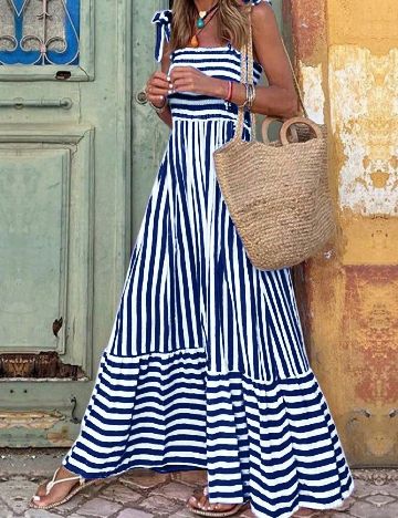 Rochie lunga SHEIN, albastru/alb