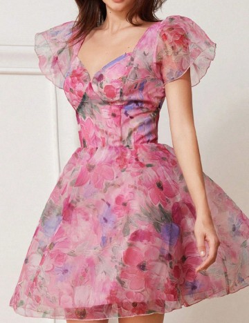 Rochie scurta SHEIN, floral print