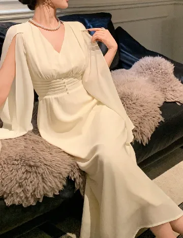 Rochie lunga Dazy, ecru