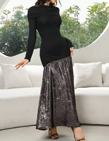 Rochie lunga SHEIN, negru/maro