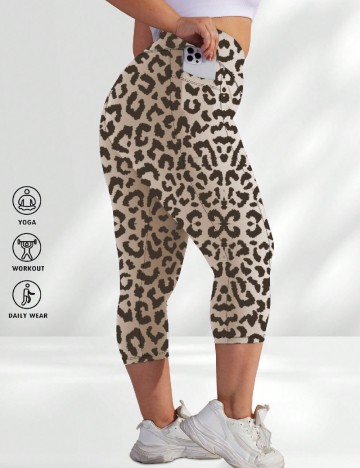 Pantaloni trei sferturi SHEIN CURVE, animal print