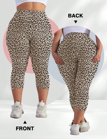 Pantaloni trei sferturi SHEIN CURVE, animal print