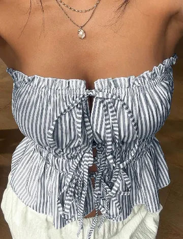 Top SHEIN, alb/albastru