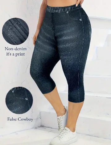 Pantaloni trei sferturi SHEIN CURVE, albastru