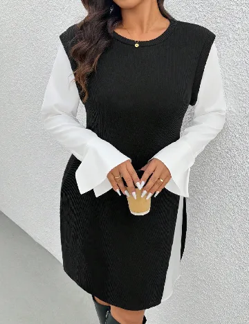 Rochie scurta SHEIN CURVE, alb/negru