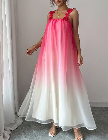 Rochie lunga SHEIN, alb/roz