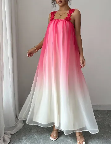 Rochie lunga SHEIN, alb/roz