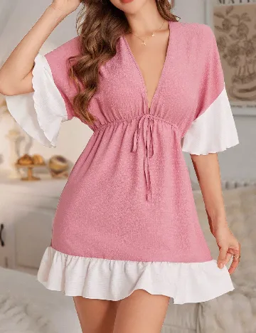 Rochie de noapte SHEIN, roz/alb