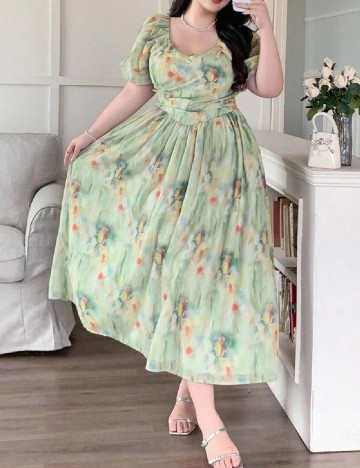 Rochie lunga Dazy Plus Size, verde