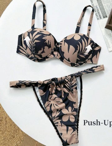 Costum de baie SHEIN, negru/maro