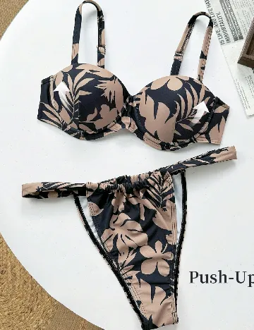 Costum de baie SHEIN, negru/maro