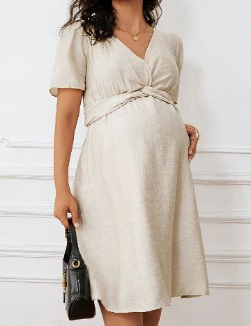 Rochie scurta SHEIN Maternity, crem