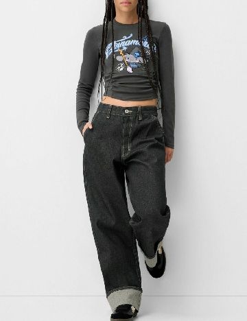 Top Bershka, gri inchis