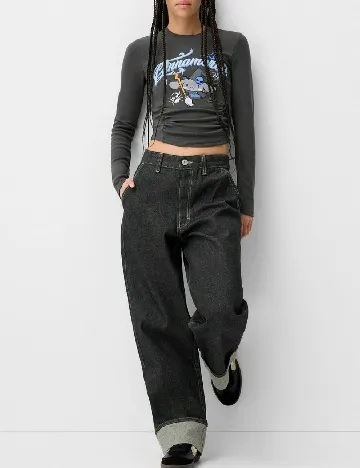 Top Bershka, gri inchis