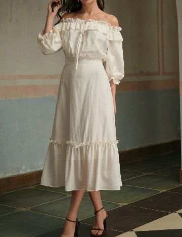 Rochie medie MOTF, ecru