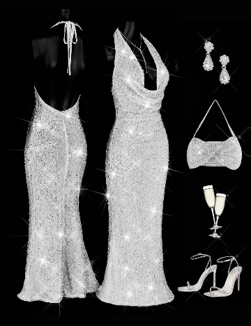 Rochie lunga SHEIN, argintiu