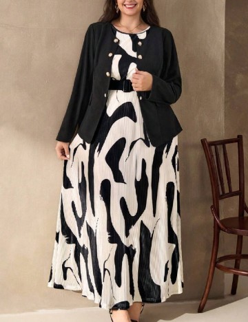 Compleu SHEIN CURVE, alb/negru