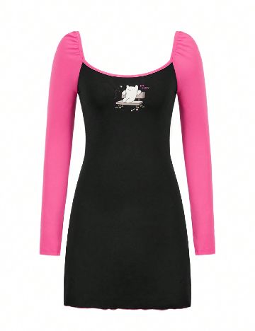 Rochie scurta SHEIN, negru/roz