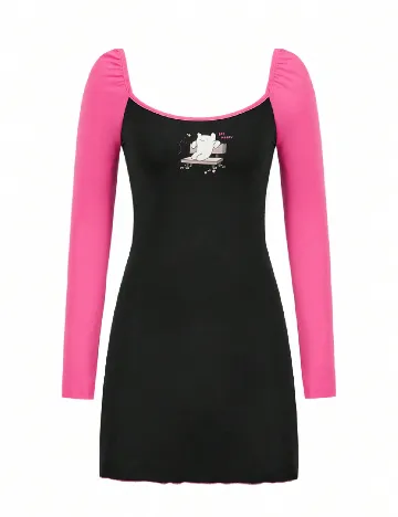 Rochie scurta SHEIN, negru/roz