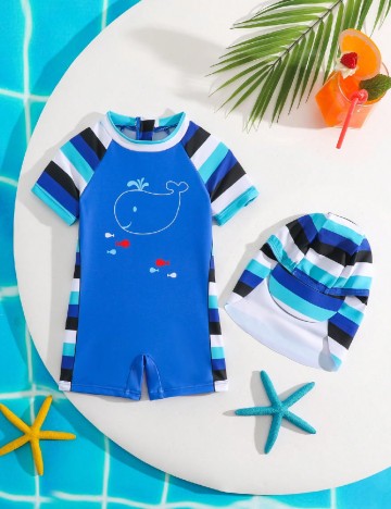 Costum de baie Shein Kids, albastru