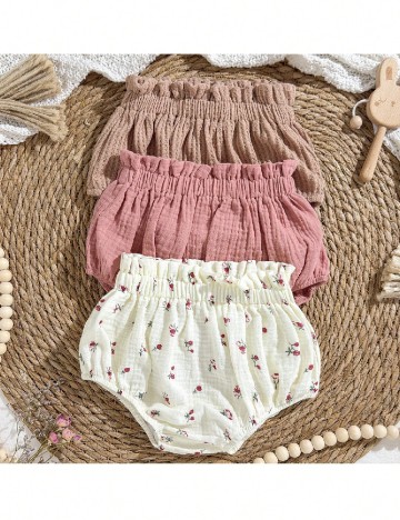 Set Pantaloni scurti 3 bucati Shein Kids, mix culori