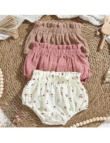 Set Pantaloni scurti 3 bucati Shein Kids, mix culori