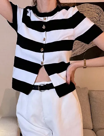 Bluza SHEIN, alb/negru