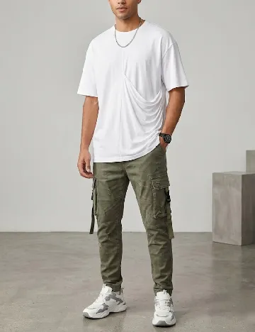 Tricou Oversize Bershka, alb