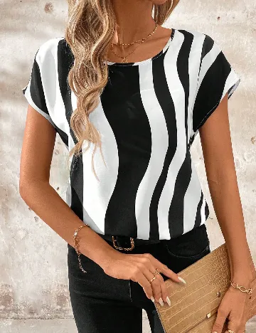 Bluza SHEIN, alb/negru