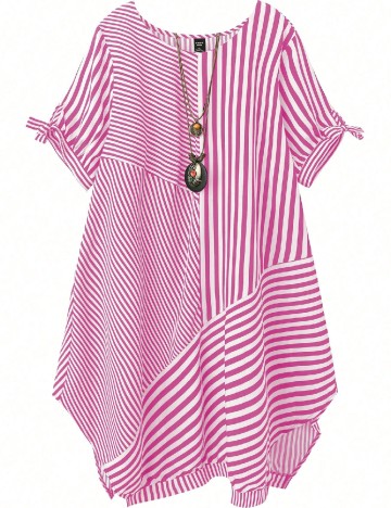 Rochie scurta SHEIN CURVE, roz/alb