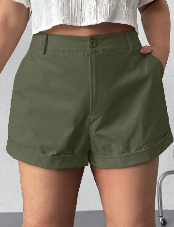 Pantaloni scurti SHEIN CURVE, verde