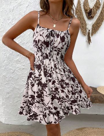 Rochie scurta SHEIN, alb/maro