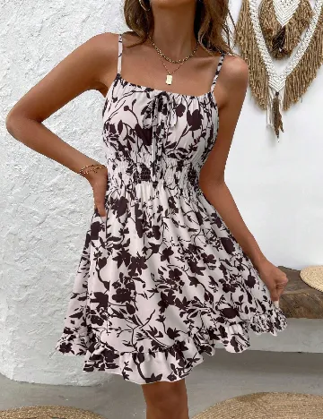 Rochie scurta SHEIN, alb/maro