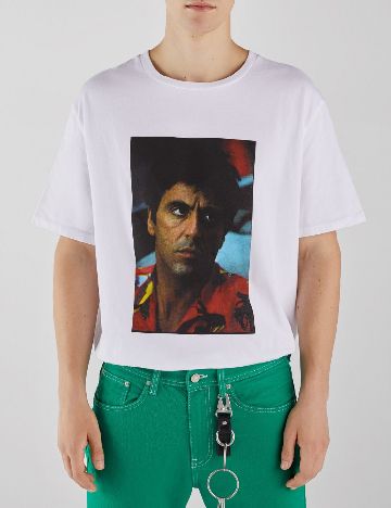 Tricou Oversize Bershka, alb