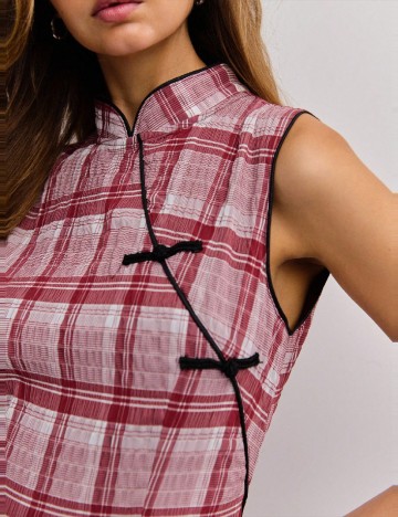 Rochie lunga Noista, rosu/gri