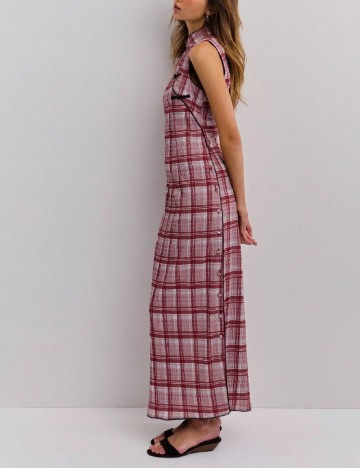 Rochie lunga Noista, rosu/gri