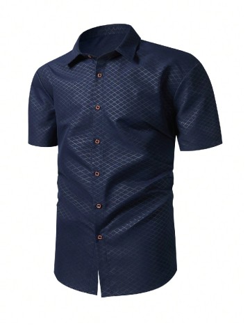 Camasa SHEIN Plus Size Men, bleumarin