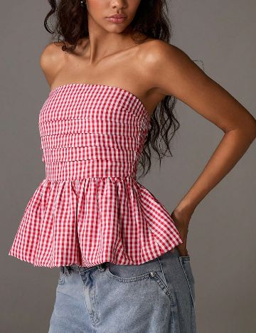 Top SHEIN, rosu/alb